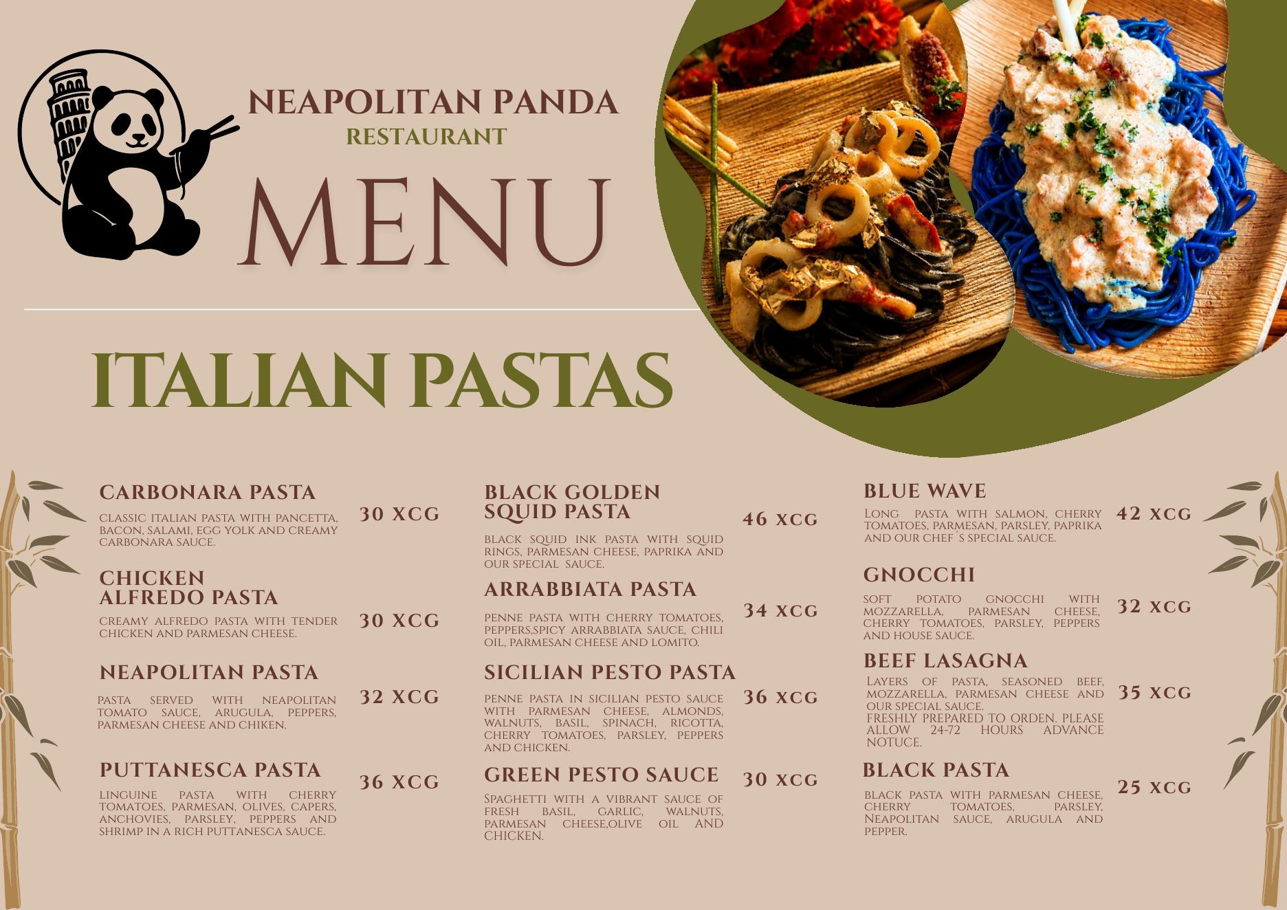 Neapolitan Panda menu page 1